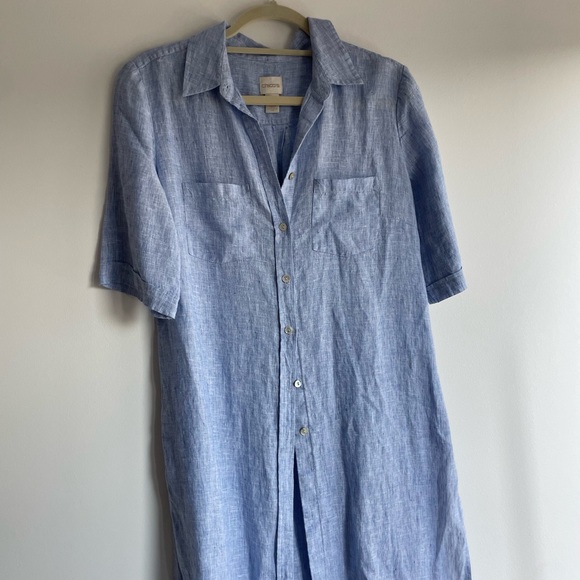 Chico’s Linen/Chambray Shirt Dress, size: 0 - Picture 2 of 4